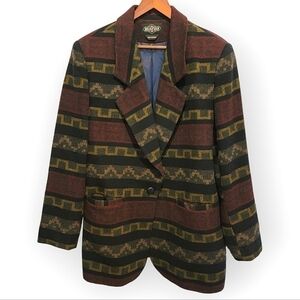 Vintage BRAETAN Wool Blend Aztec Tribal Blazer Jacket Size Large